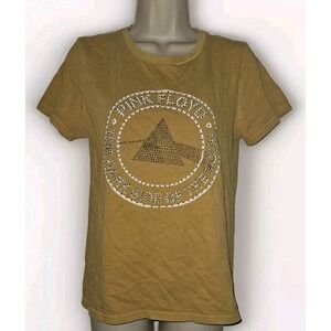 Lucky‎ Brand Pink Floyd Dark Side Of The Moon Women's S Gold Embellished T-Shirt